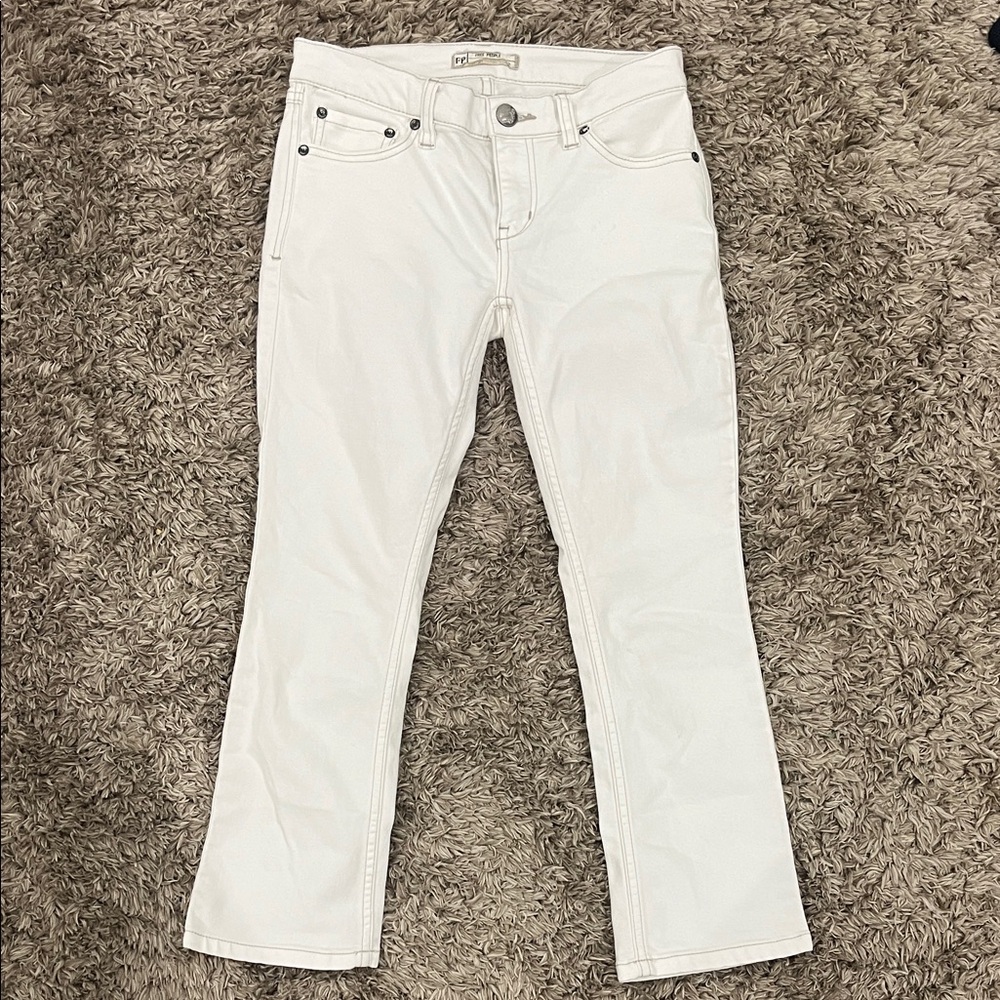 Free People White Cropped Jeans
